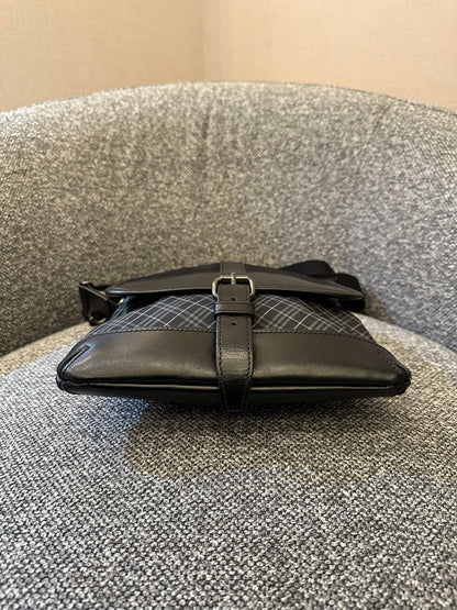 Burberry Black Label Crossbody Bag In Black Nylon & Leather
