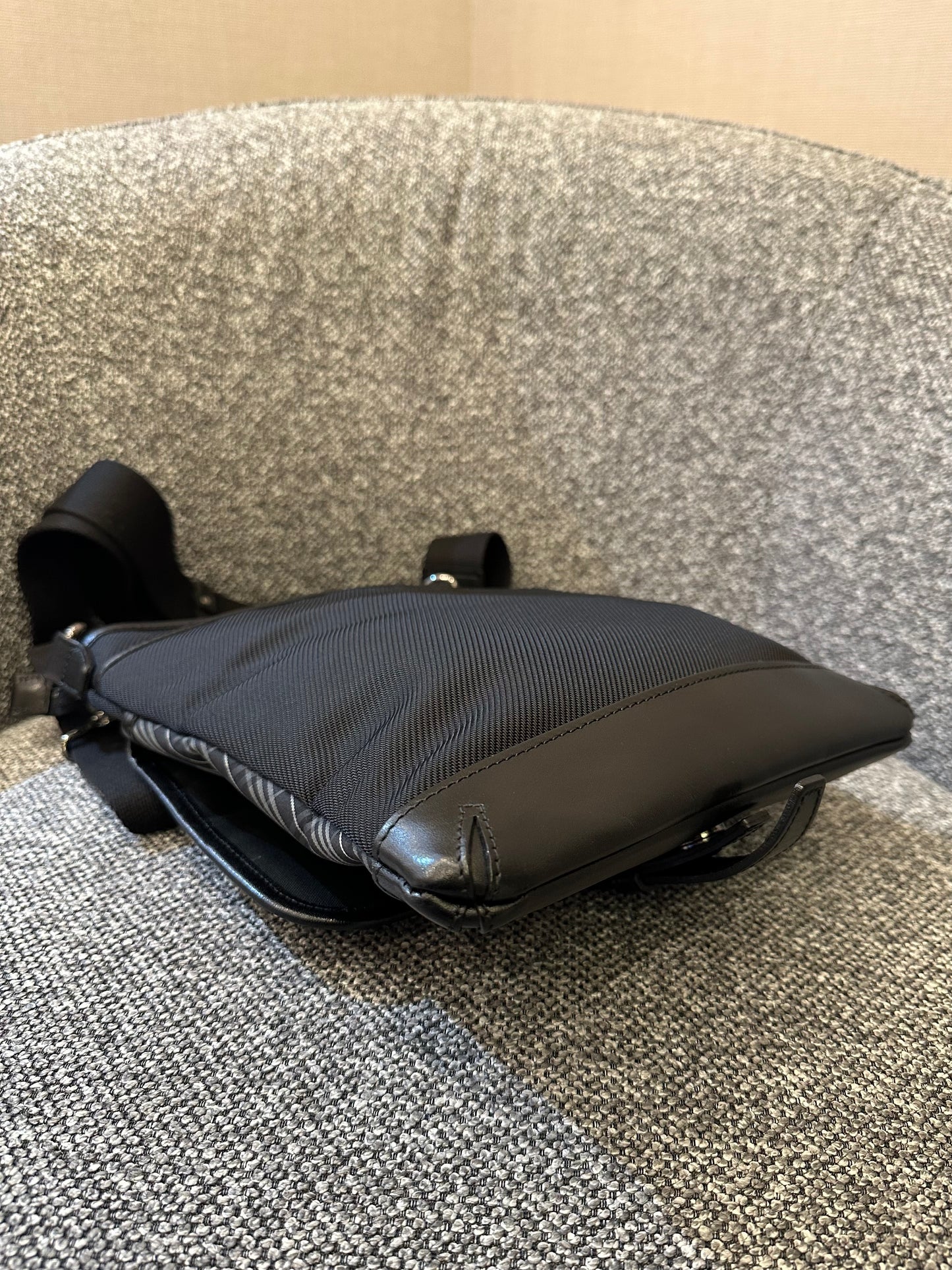 Burberry Black Label Crossbody Bag In Black Nylon & Leather