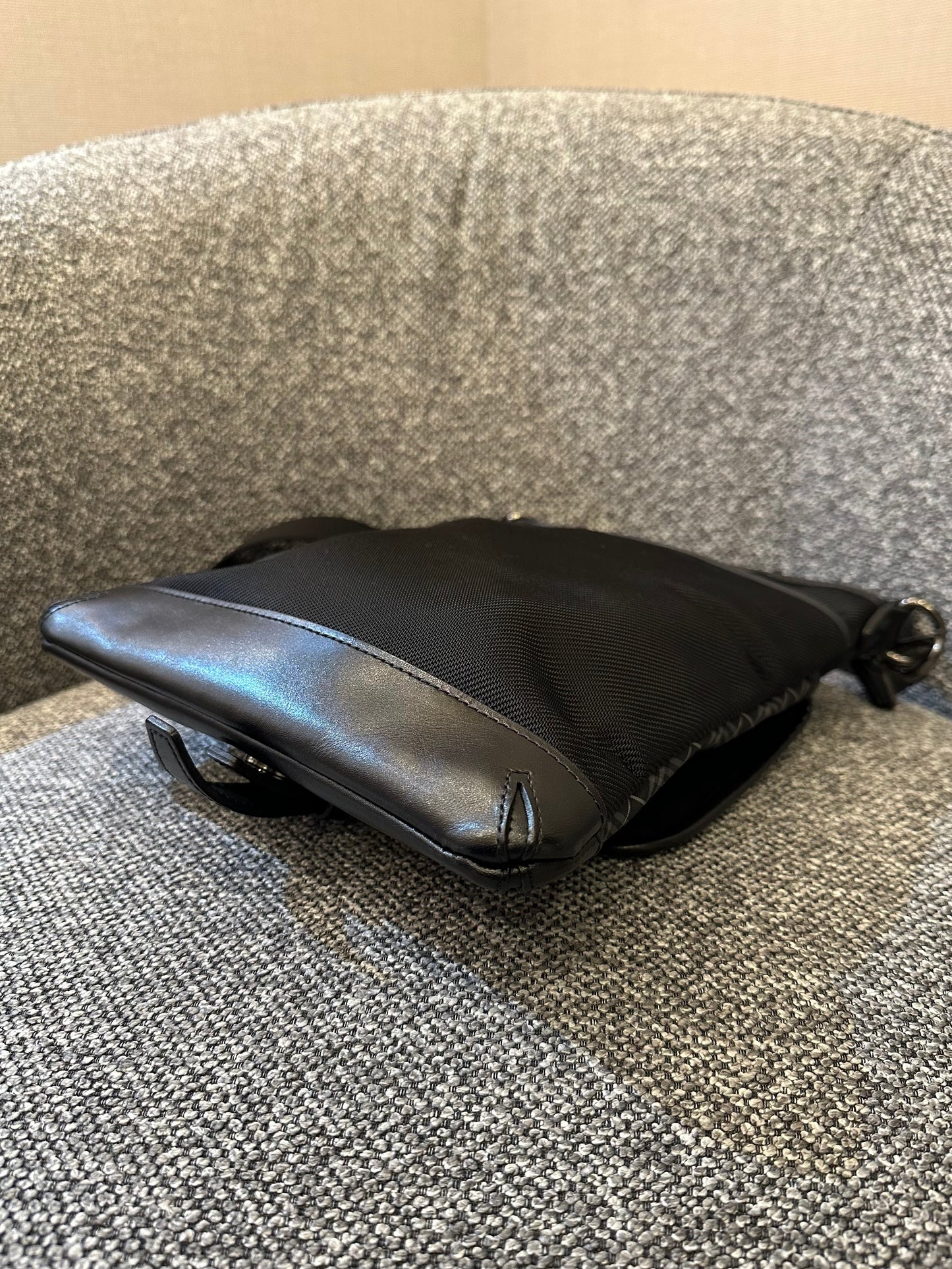 Burberry Black Label Crossbody Bag In Black Nylon & Leather
