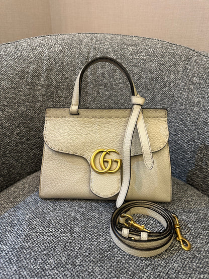Gucci GG Marmont MIni Top Handle Bag in White
