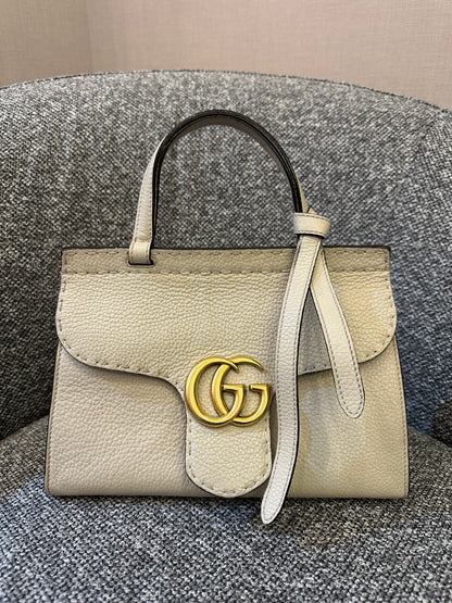 Gucci GG Marmont MIni Top Handle Bag in White