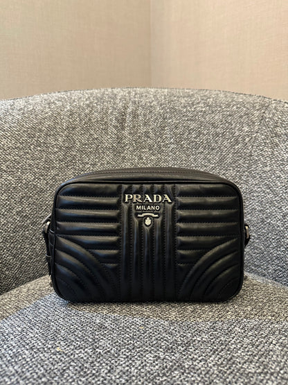 Prada Diagramme Camera Bag in Black with Silver Hardware