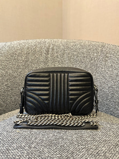 Prada Diagramme Camera Bag in Black with Silver Hardware