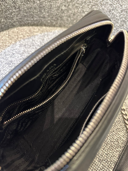 Prada Diagramme Camera Bag in Black with Silver Hardware