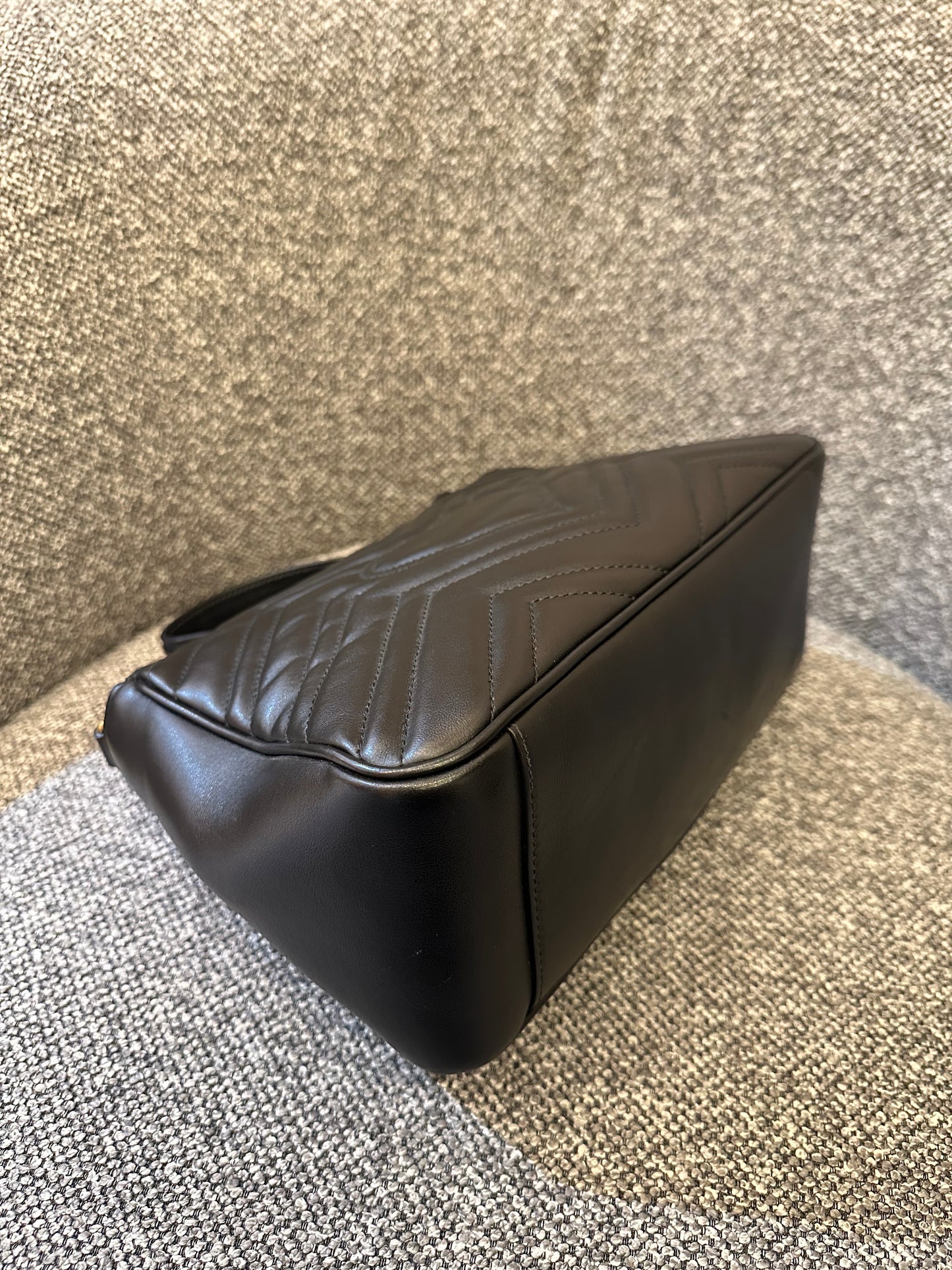 Gucci GG Marmont Top Handle in Small Black Leather