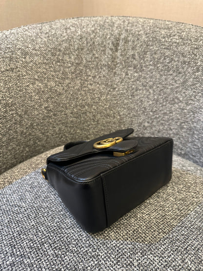 Gucci Marmont Mini Top Handle in Black Leather