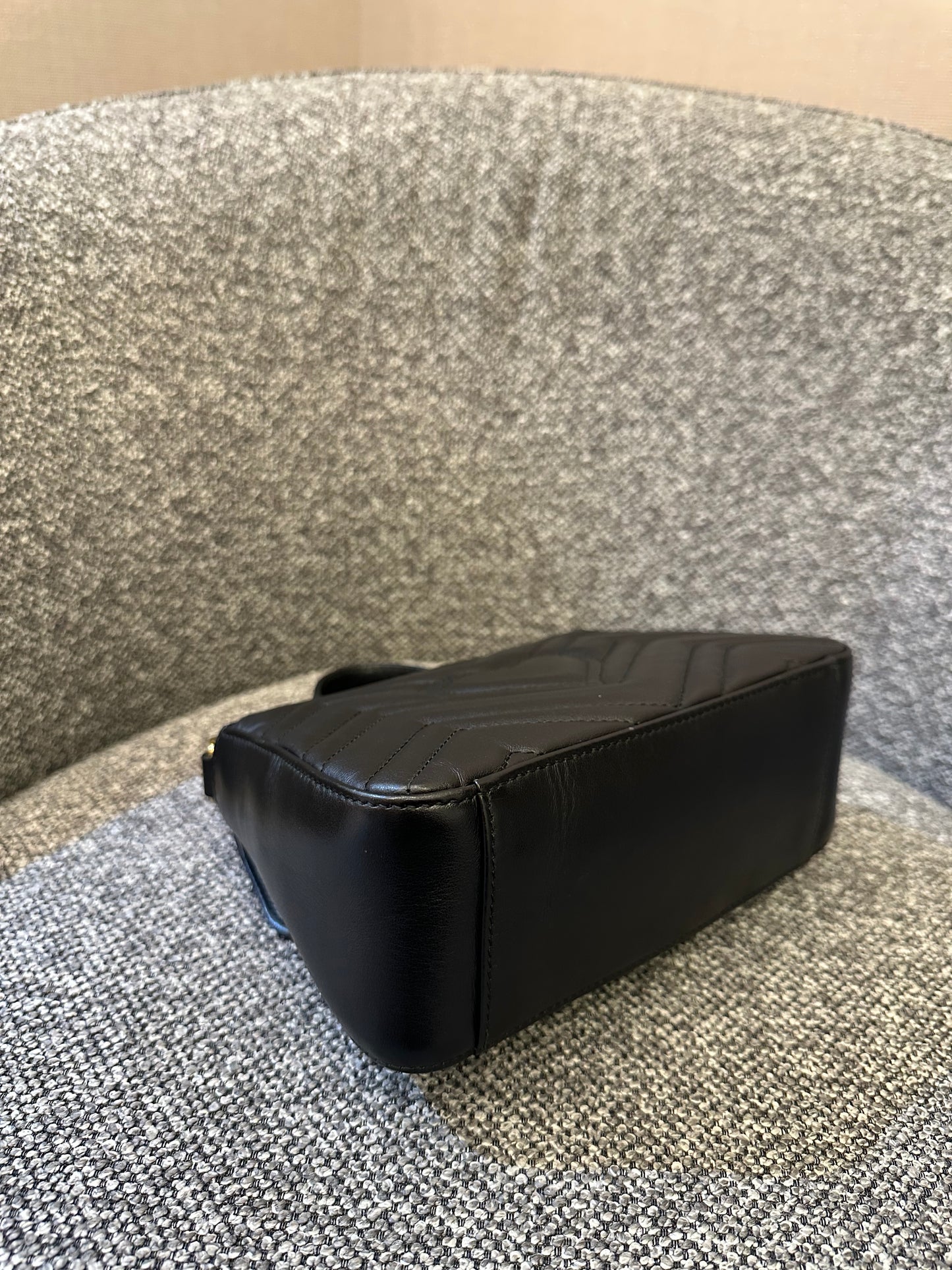 Gucci Marmont Mini Top Handle in Black Leather