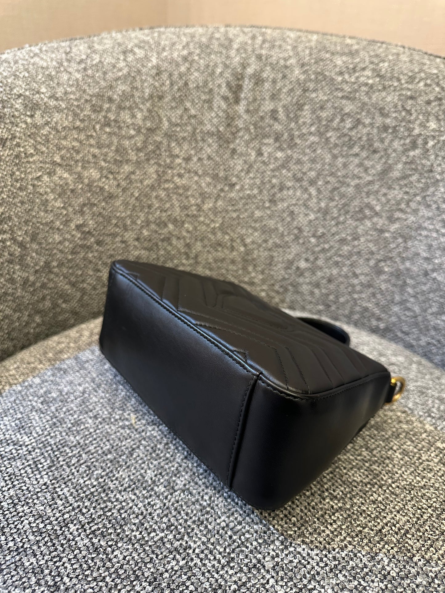 Gucci Marmont Mini Top Handle in Black Leather