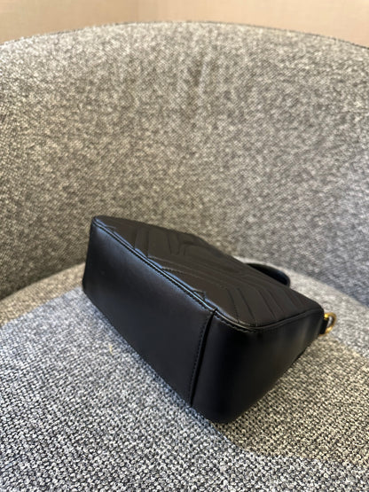 Gucci Marmont Mini Top Handle in Black Leather