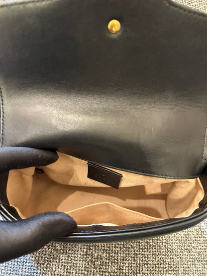 Gucci Marmont Mini Top Handle in Black Leather