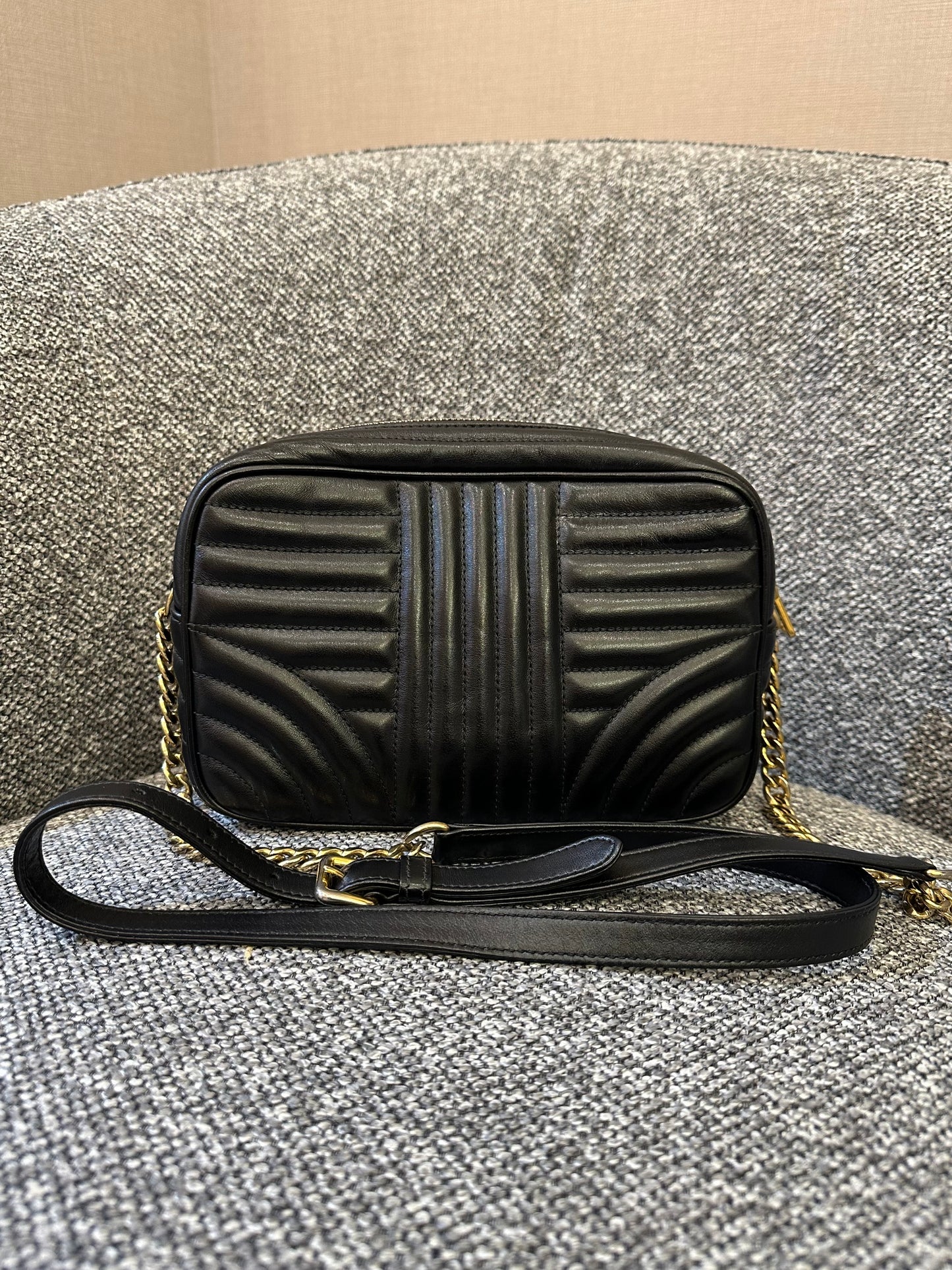 Prada Diagramme Camera Bag in Black with Gold Hardware