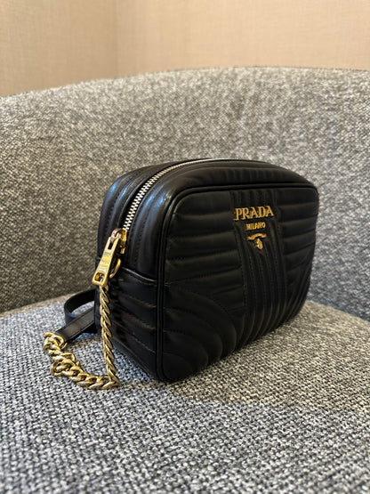 Prada Diagramme Camera Bag in Black with Gold Hardware