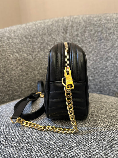 Prada Diagramme Camera Bag in Black with Gold Hardware