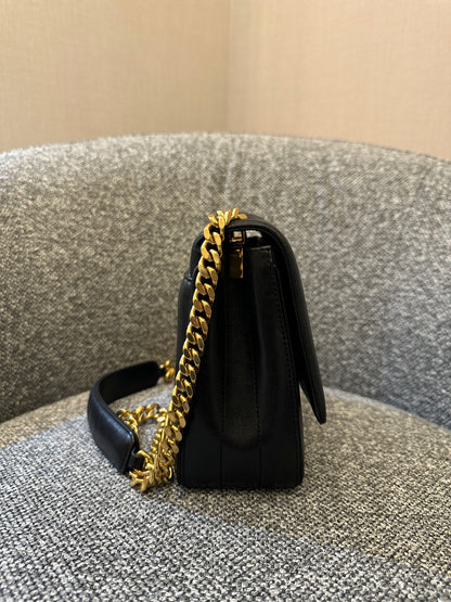 Yves Saint Laurent Vicky Shoulder Bag in Black Quilted Leather