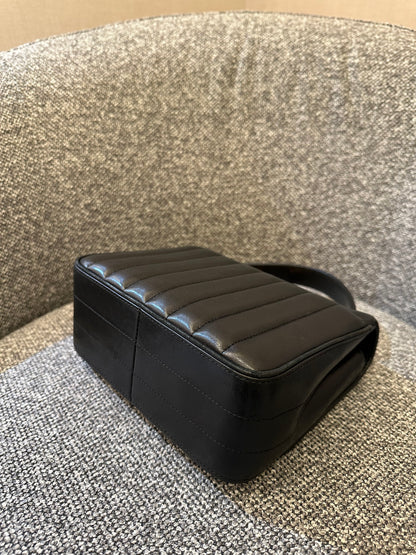 Yves Saint Laurent Vicky Shoulder Bag in Black Quilted Leather