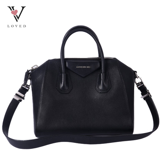 Black Leather Antigona Small Tote Bag