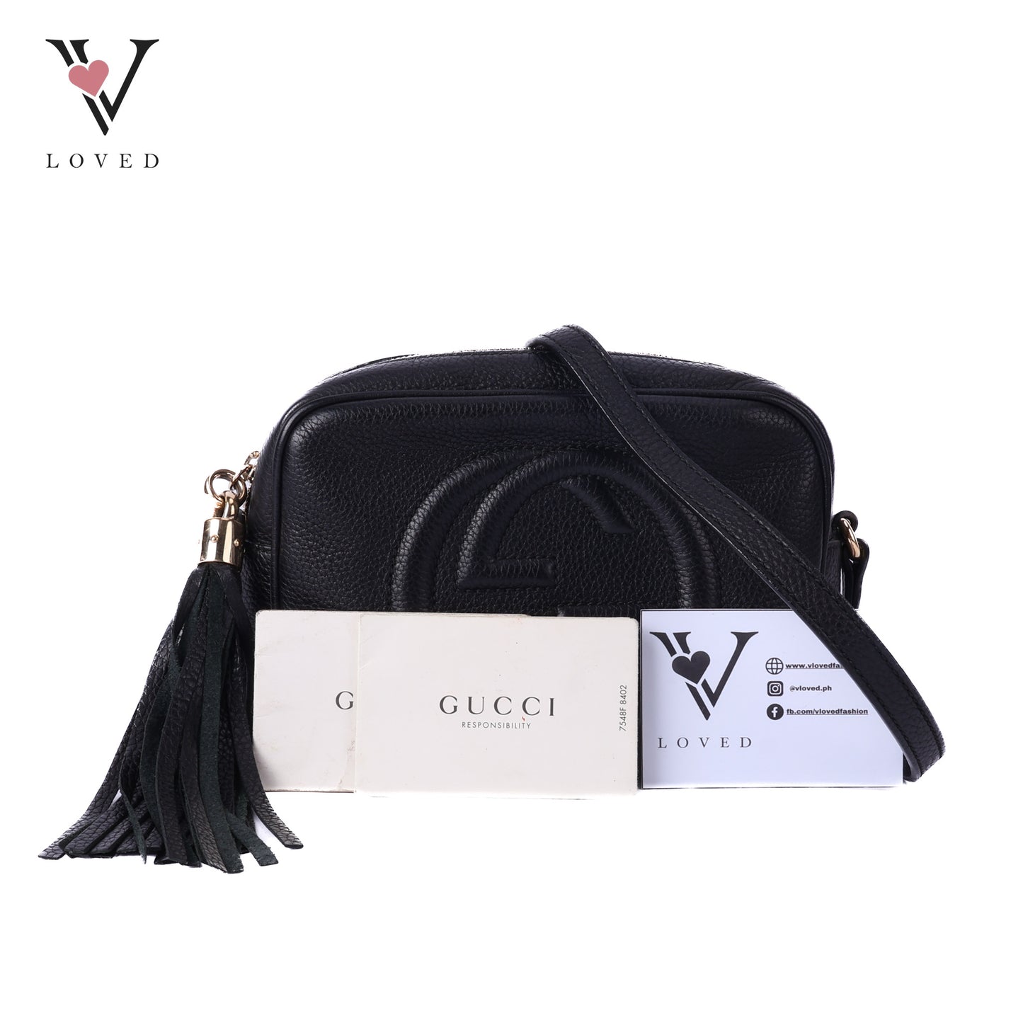 Soho Crossbody Disco Bag in Black Calfskin Leathe