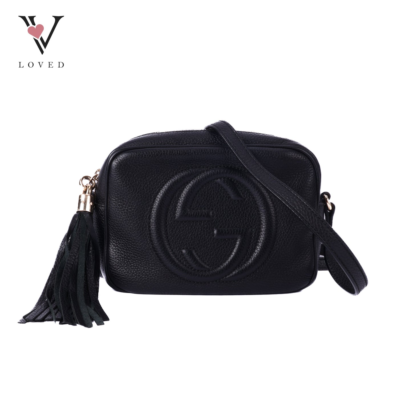 Soho Crossbody Disco Bag in Black Calfskin Leathe