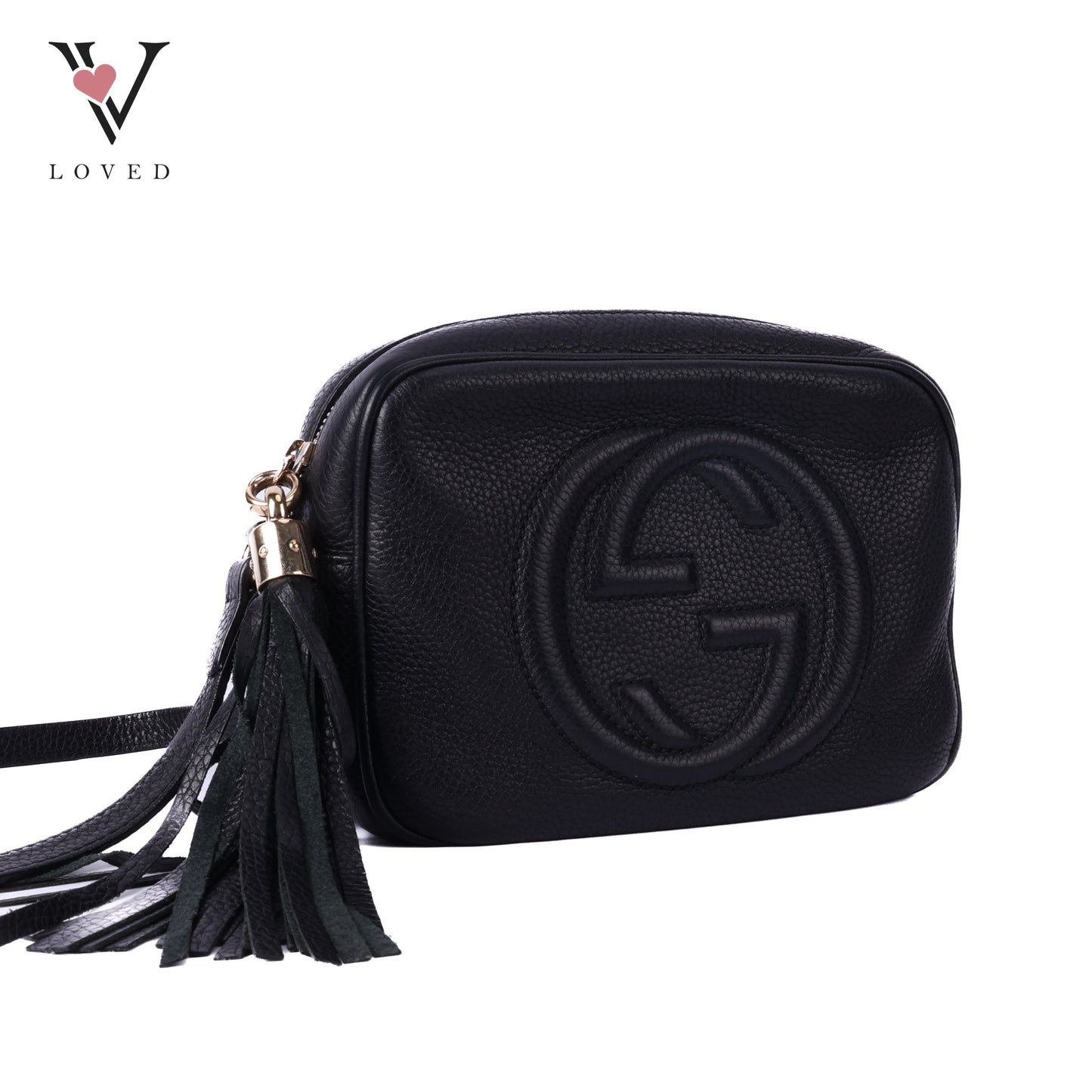 Soho Crossbody Disco Bag in Black Calfskin Leathe