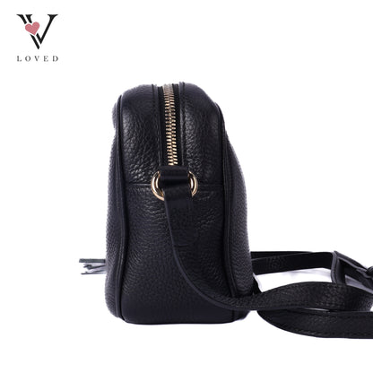 Soho Crossbody Disco Bag in Black Calfskin Leathe