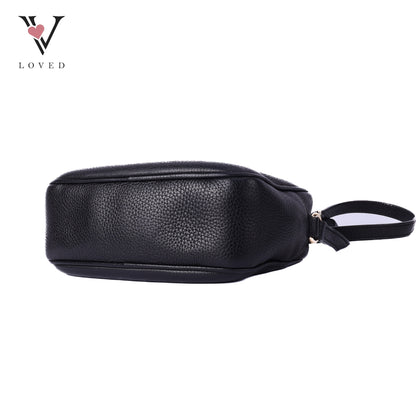 Soho Crossbody Disco Bag in Black Calfskin Leathe