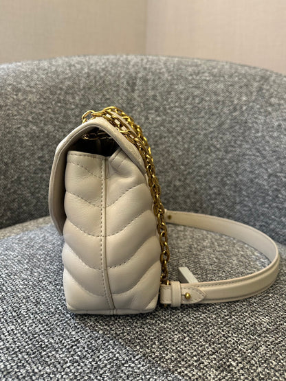 Louis Vuitton New Wave MM Chain Bag in Ivory Quilted Calfskin Leather