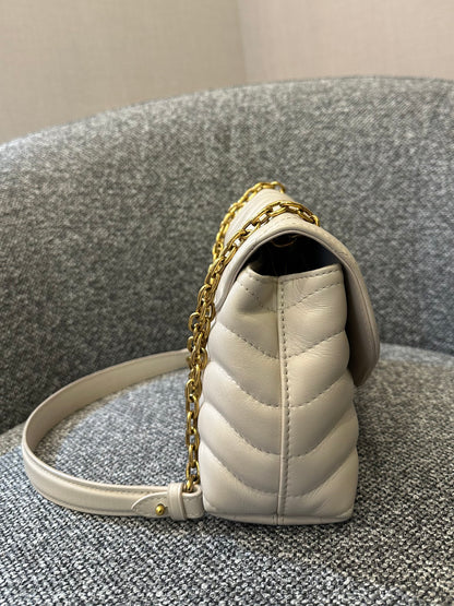 Louis Vuitton New Wave MM Chain Bag in Ivory Quilted Calfskin Leather