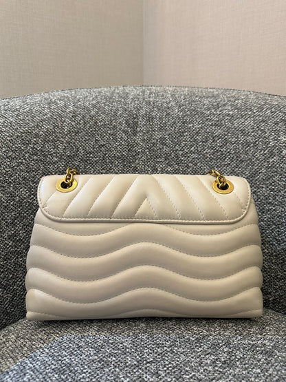 Louis Vuitton New Wave MM Chain Bag in Ivory Quilted Calfskin Leather