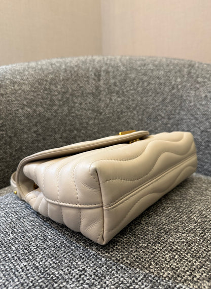Louis Vuitton New Wave MM Chain Bag in Ivory Quilted Calfskin Leather