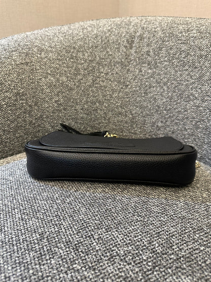 Gucci Soho Flap Crossbody Bag in Black Pebbled Leather