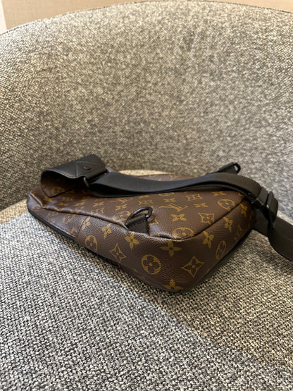 Louis Vuitton Avenue Sling Bag in Monogram Macassar Canvas with Black Leather Trim