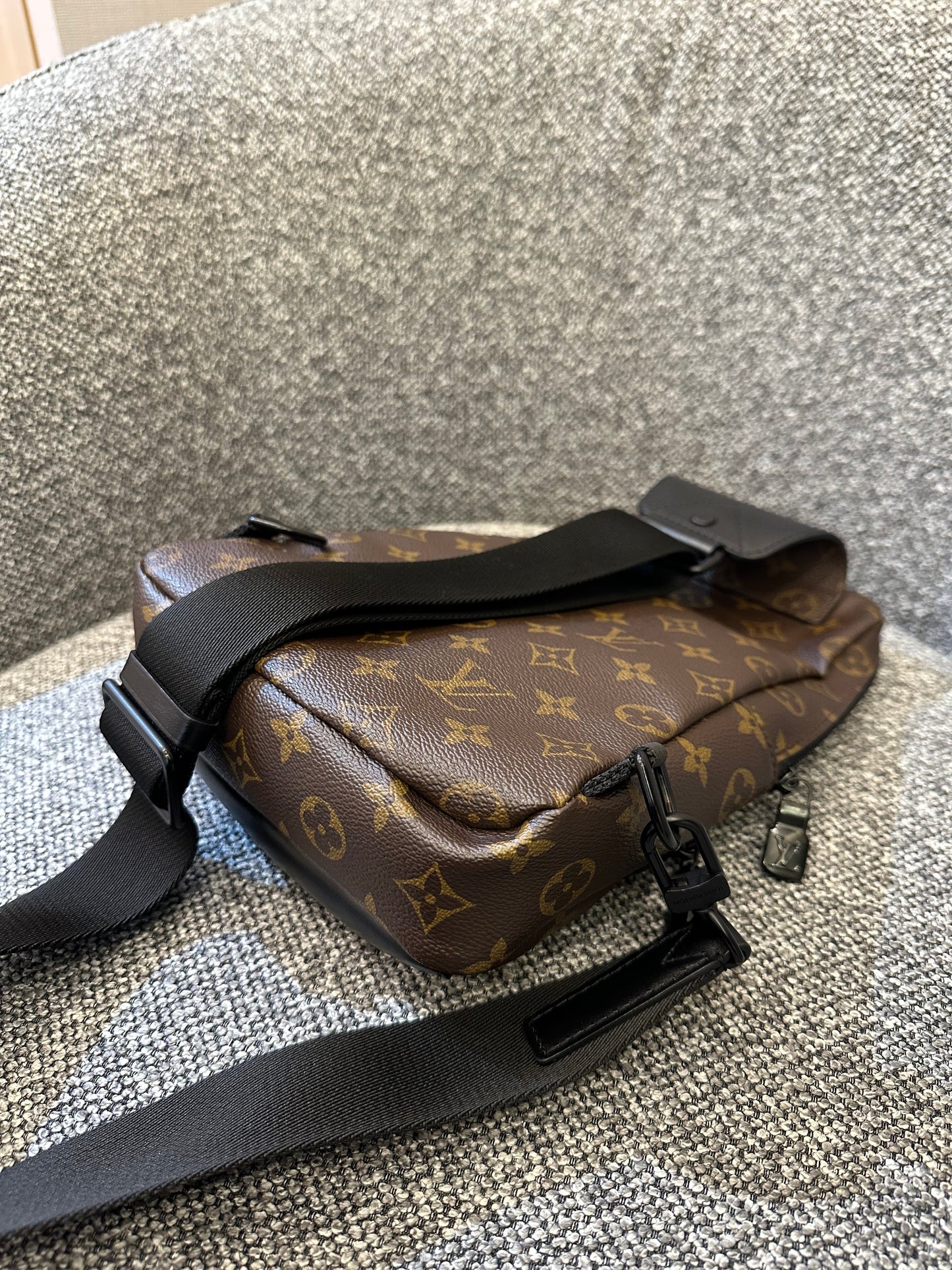 Louis Vuitton Avenue Sling Bag in Monogram Macassar Canvas with Black Leather Trim