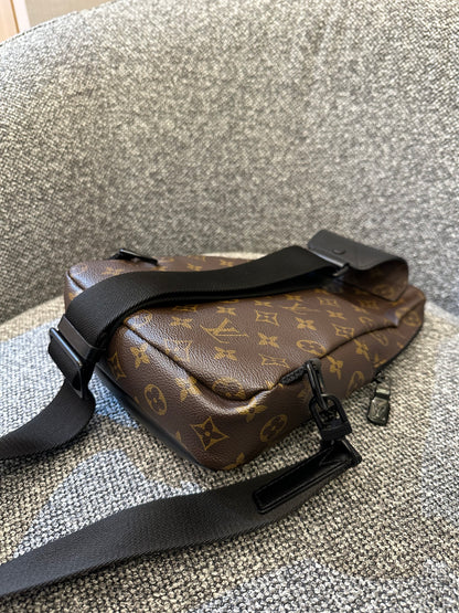 Louis Vuitton Avenue Sling Bag in Monogram Macassar Canvas with Black Leather Trim