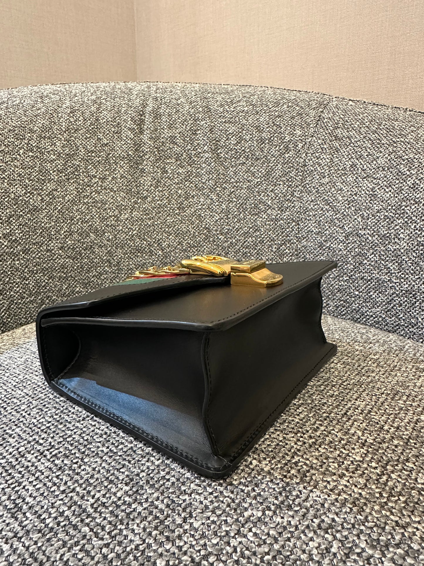 Gucci Sylvie Small Shoulder Bag in Black Smooth Leather