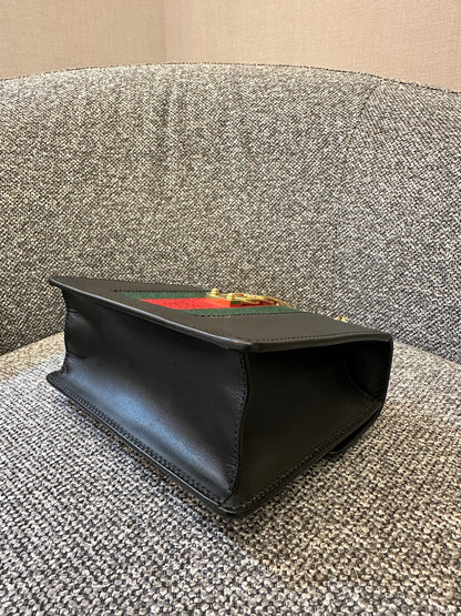 Gucci Sylvie Small Shoulder Bag in Black Smooth Leather
