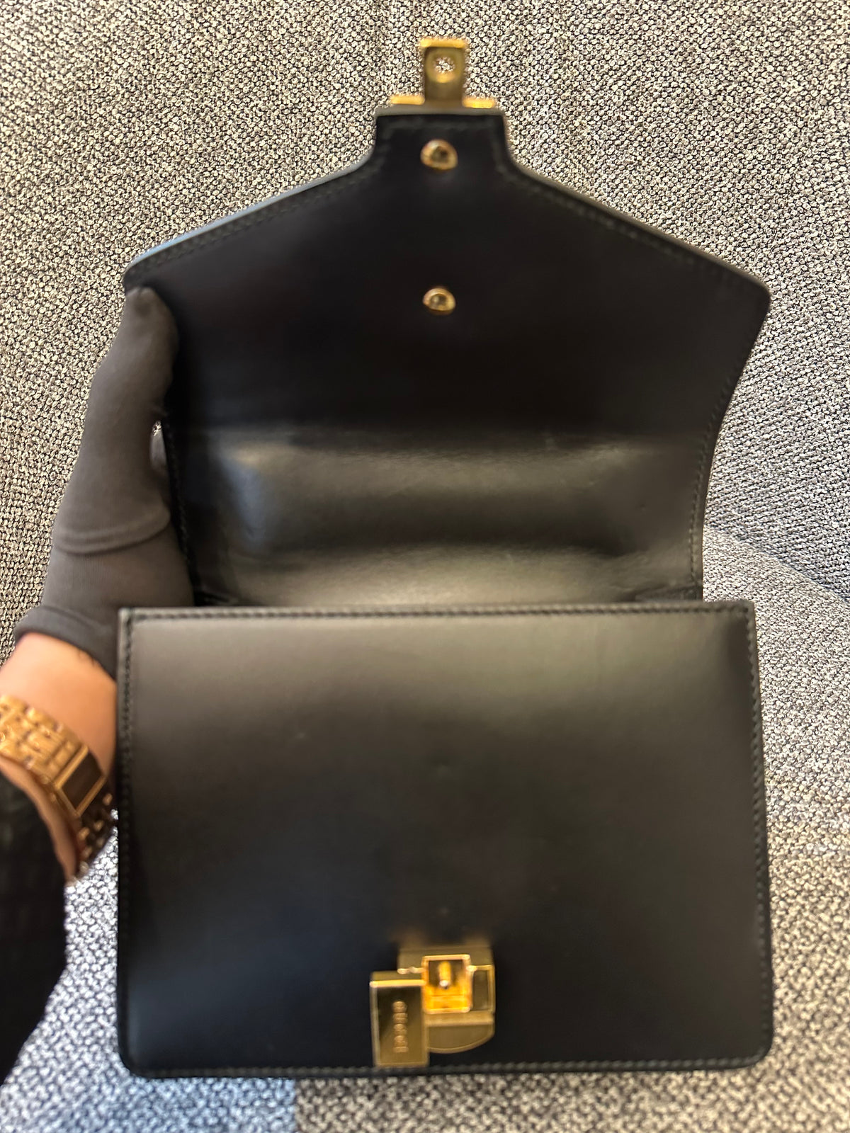 Gucci Sylvie Small Shoulder Bag in Black Smooth Leather