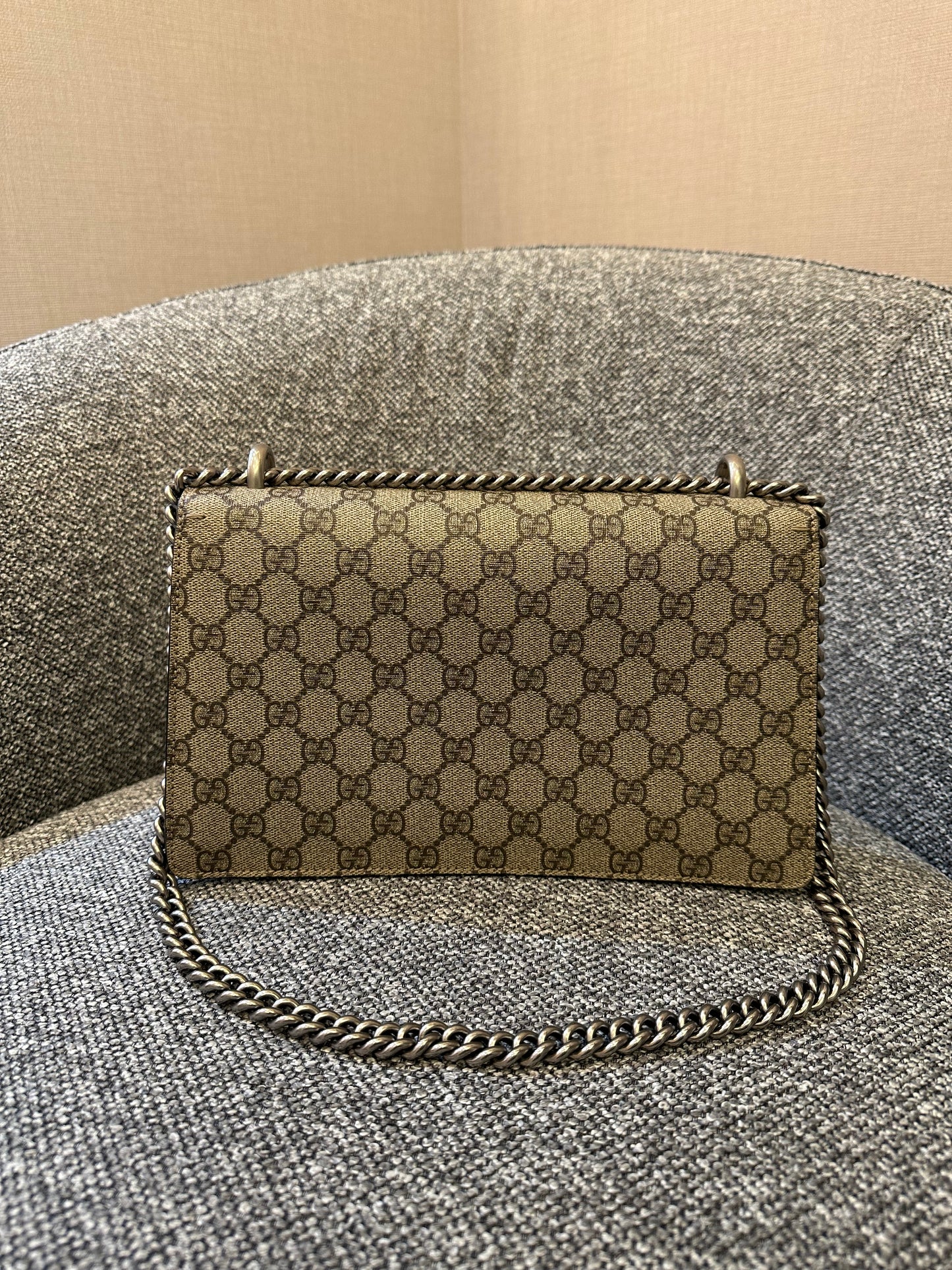 Gucci Dionysus Shoulder Bag in GG Supreme Canvas with Black Suede