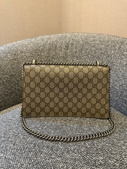 Gucci Dionysus Shoulder Bag in GG Supreme Canvas with Black Suede