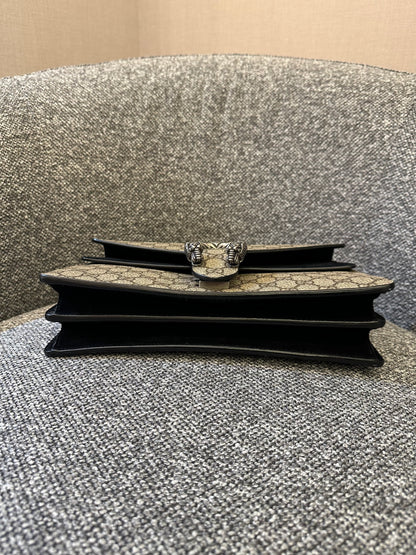 Gucci Dionysus Shoulder Bag in GG Supreme Canvas with Black Suede