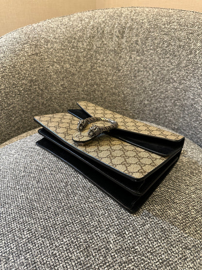 Gucci Dionysus Shoulder Bag in GG Supreme Canvas with Black Suede