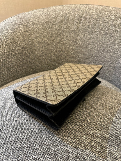 Gucci Dionysus Shoulder Bag in GG Supreme Canvas with Black Suede