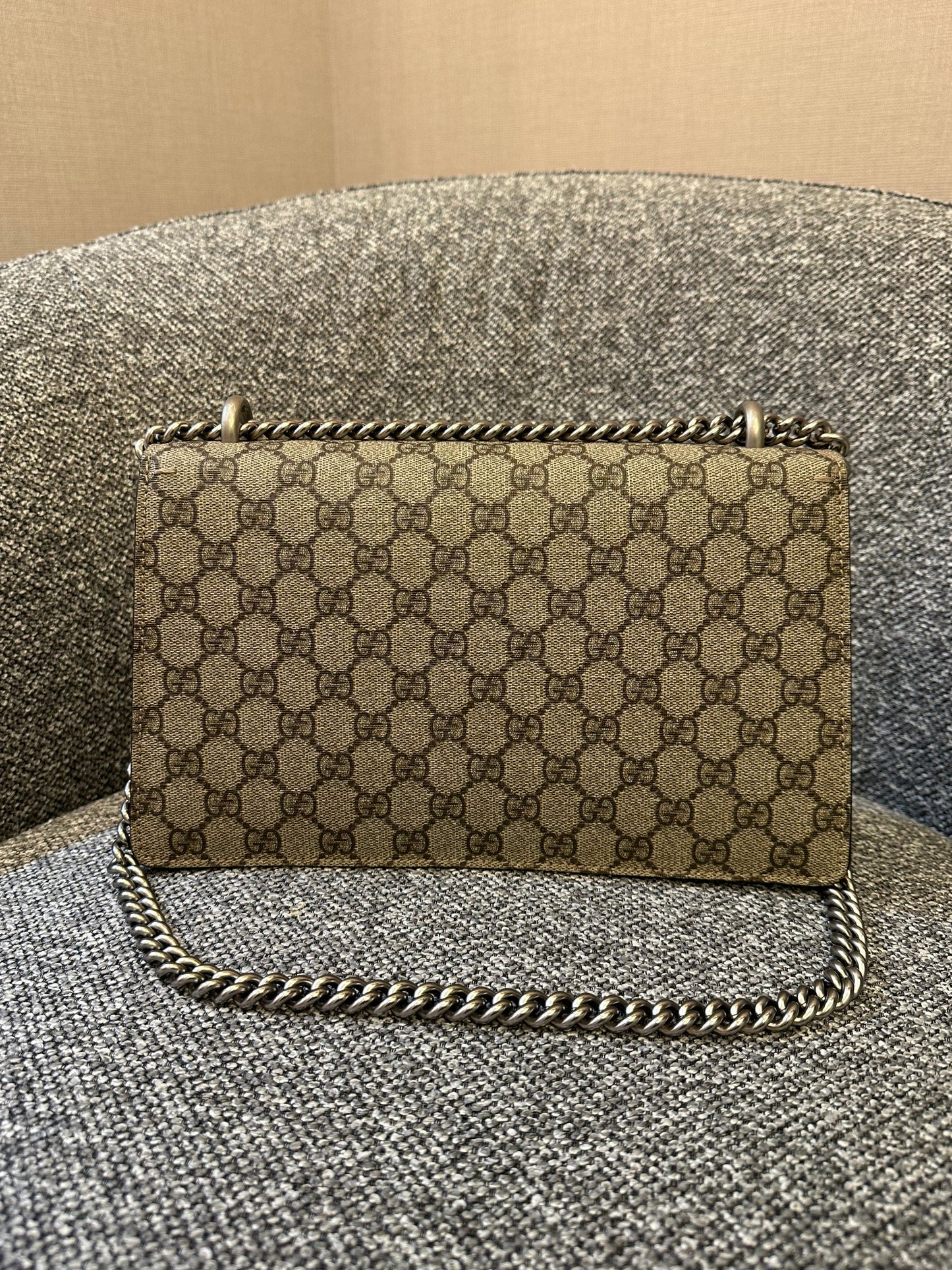 Gucci Dionysus Shoulder Bag in GG Supreme Canvas with Red Suede