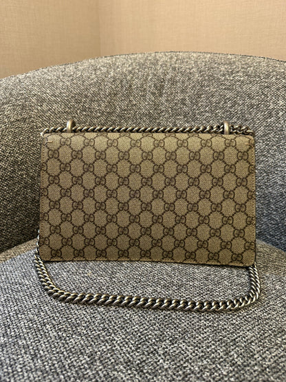 Gucci Dionysus Shoulder Bag in GG Supreme Canvas with Red Suede