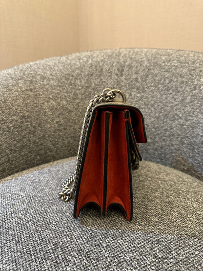 Gucci Dionysus Shoulder Bag in GG Supreme Canvas with Red Suede