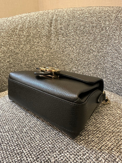Gucci Interlocking G Shoulder Bag in Black Leather