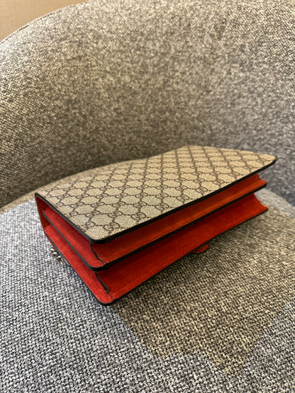 Gucci Dionysus Shoulder Bag in GG Supreme Canvas with Red Suede