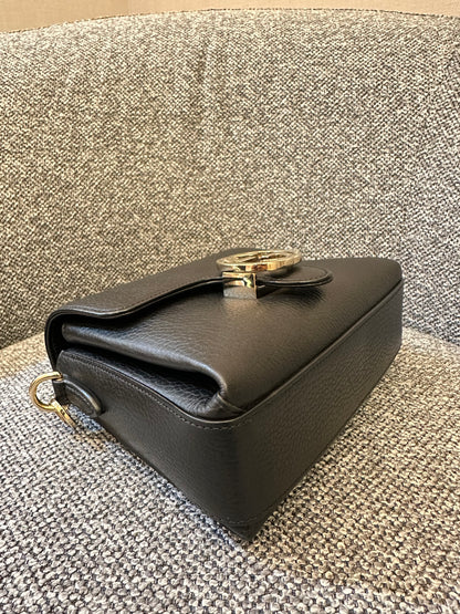 Gucci Interlocking G Shoulder Bag in Black Leather