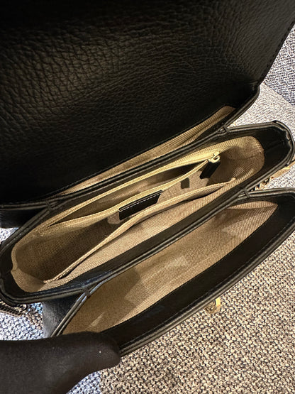 Gucci Interlocking G Shoulder Bag in Black Leather