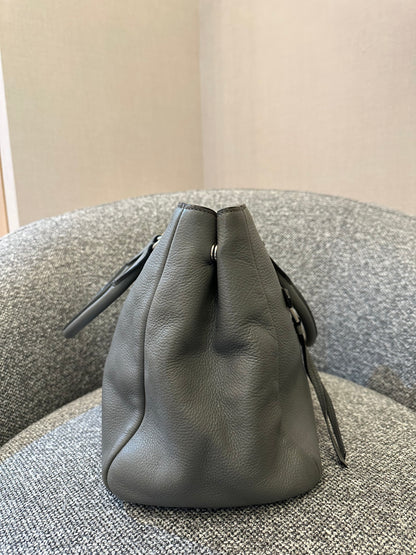 Vitello Phenix Leather Convertible Bag in Gray