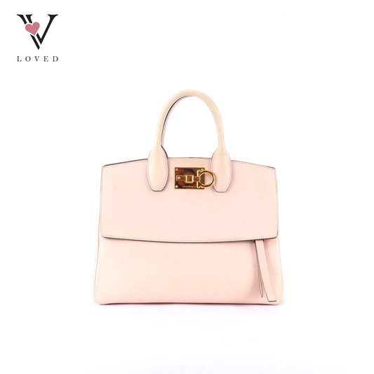 Salvatore Ferragamo Calfskin Studio Top Handle Satchel Bag